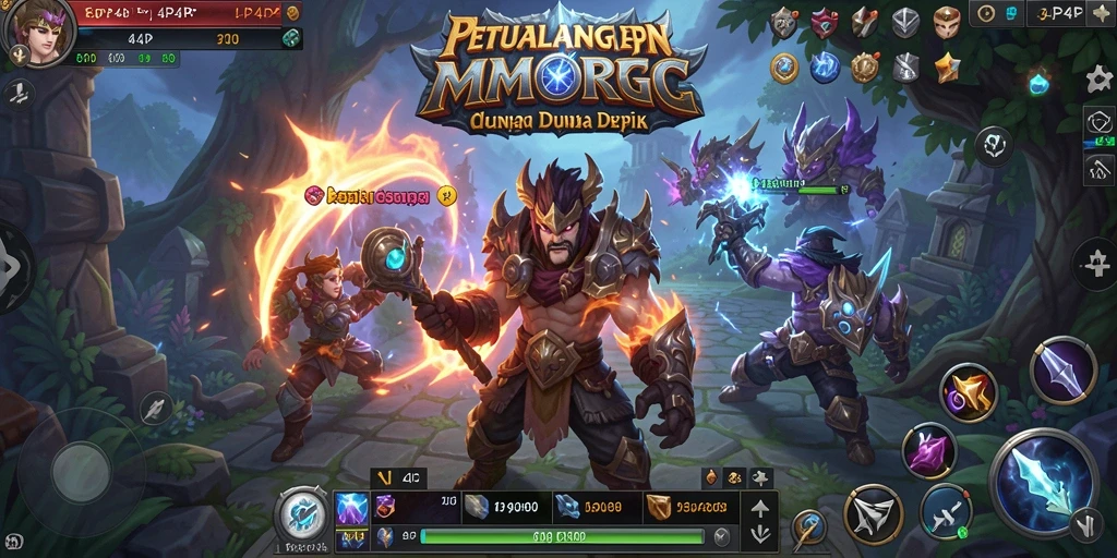 Tampilan gameplay 4P4P dengan pertarungan seru dan grafis menawan.