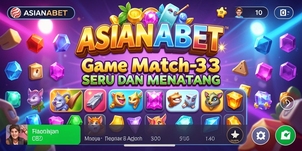 Tampak menarik dari gameplay Match-3 ASIANABET yang penuh warna.