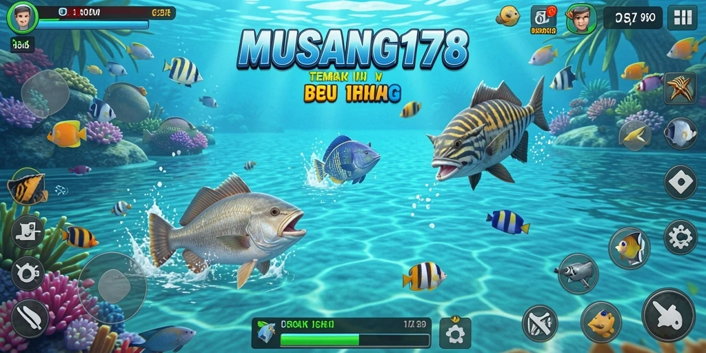 Tampilan gameplay seru dari MUSANG178 yang menembak ikan.