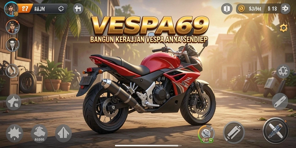 Tampilan gameplay VESPA69 yang penuh warna dan menarik.
