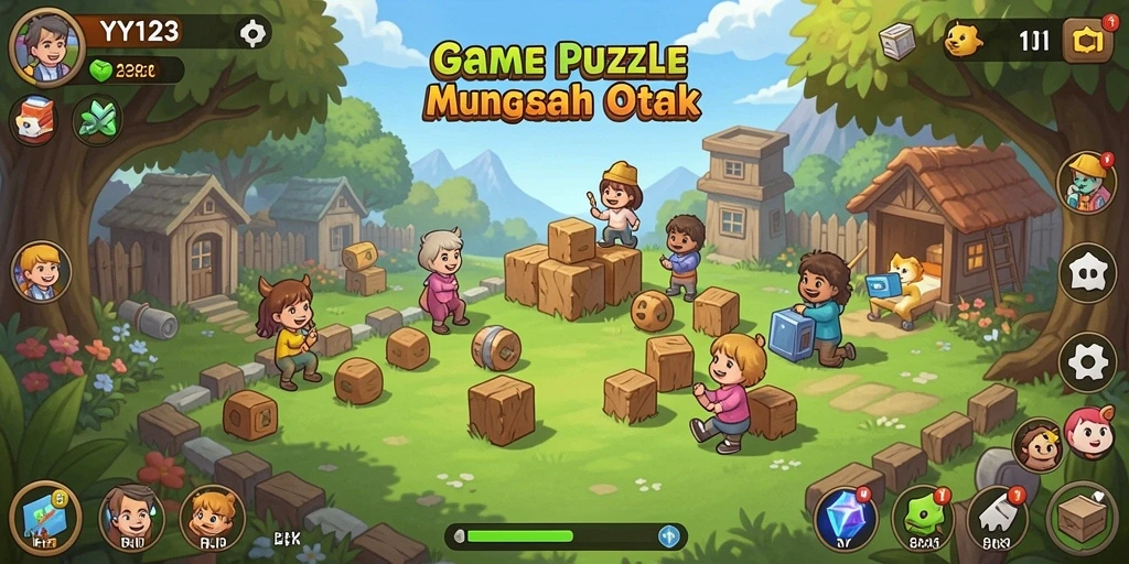 Tampilan layar gameplay utama YY123 dengan berbagai tantangan Puzzle.