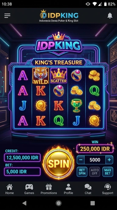 Tampilan antarmuka aplikasi idpking yang modern dan menarik.